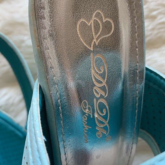 Y2K Turquoise suede platform stiletto pumps strappy high heels 10 - Picture 11 of 12